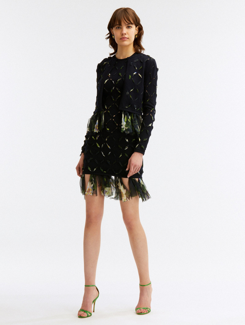 Oscar de la Renta CHIFFON WOVEN EYELET CARDIGAN outlook
