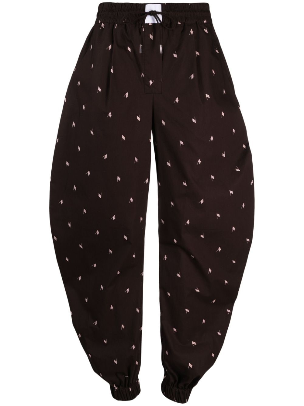 logo-print cotton tapered trousers - 1