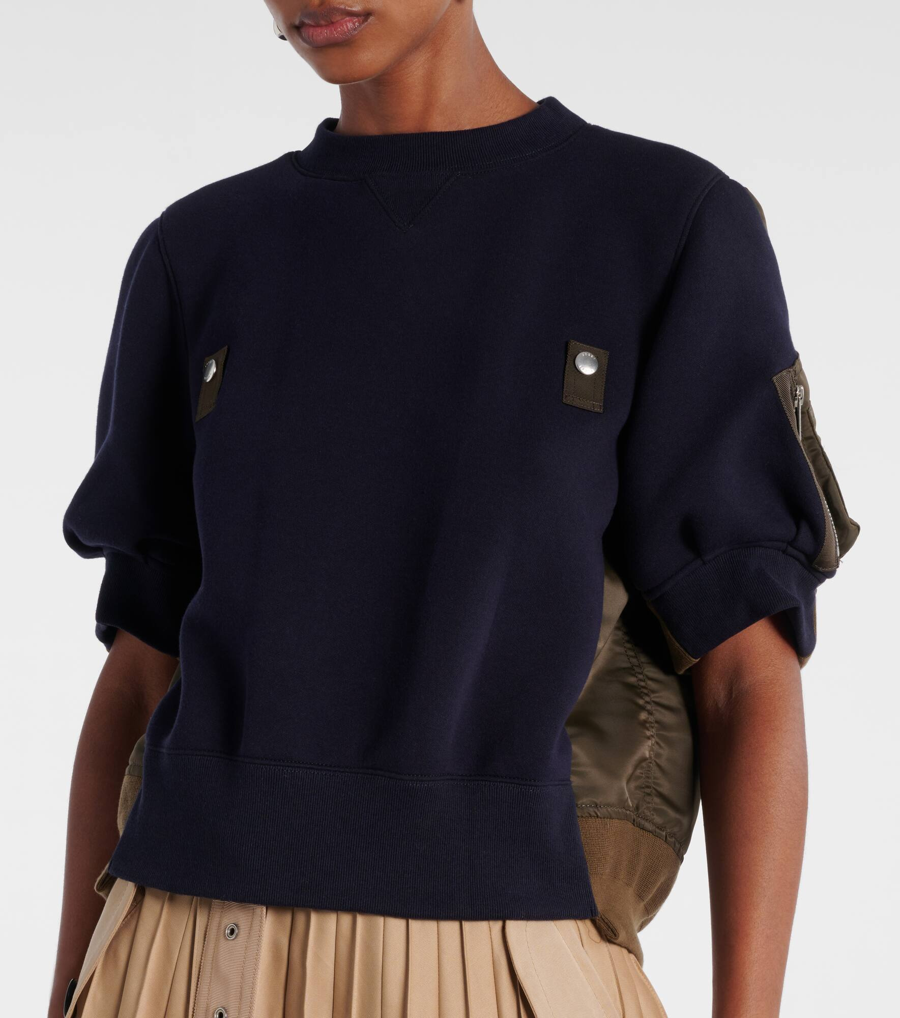 Twill and jersey top - 5