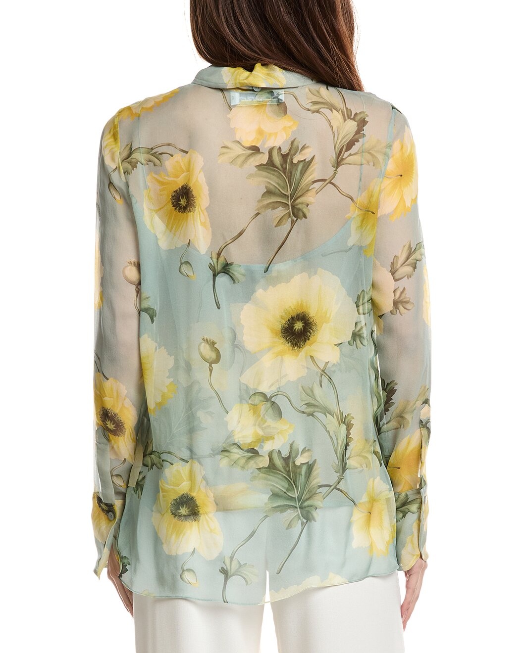 Oscar de la Renta Button Front Tie-Neck Silk Shirt - 2