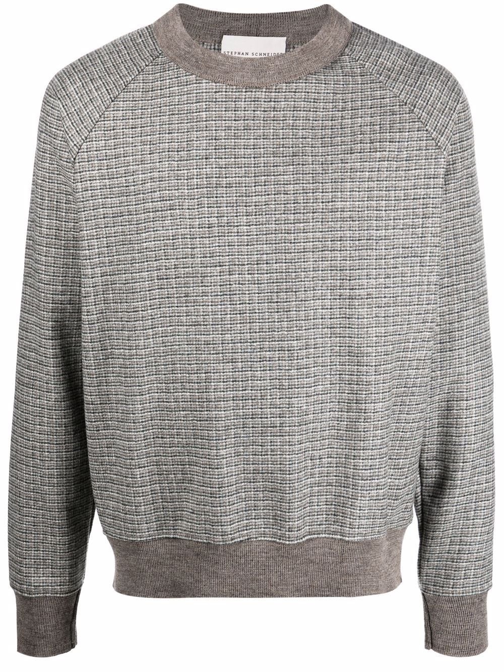 check-print wool jumper - 1