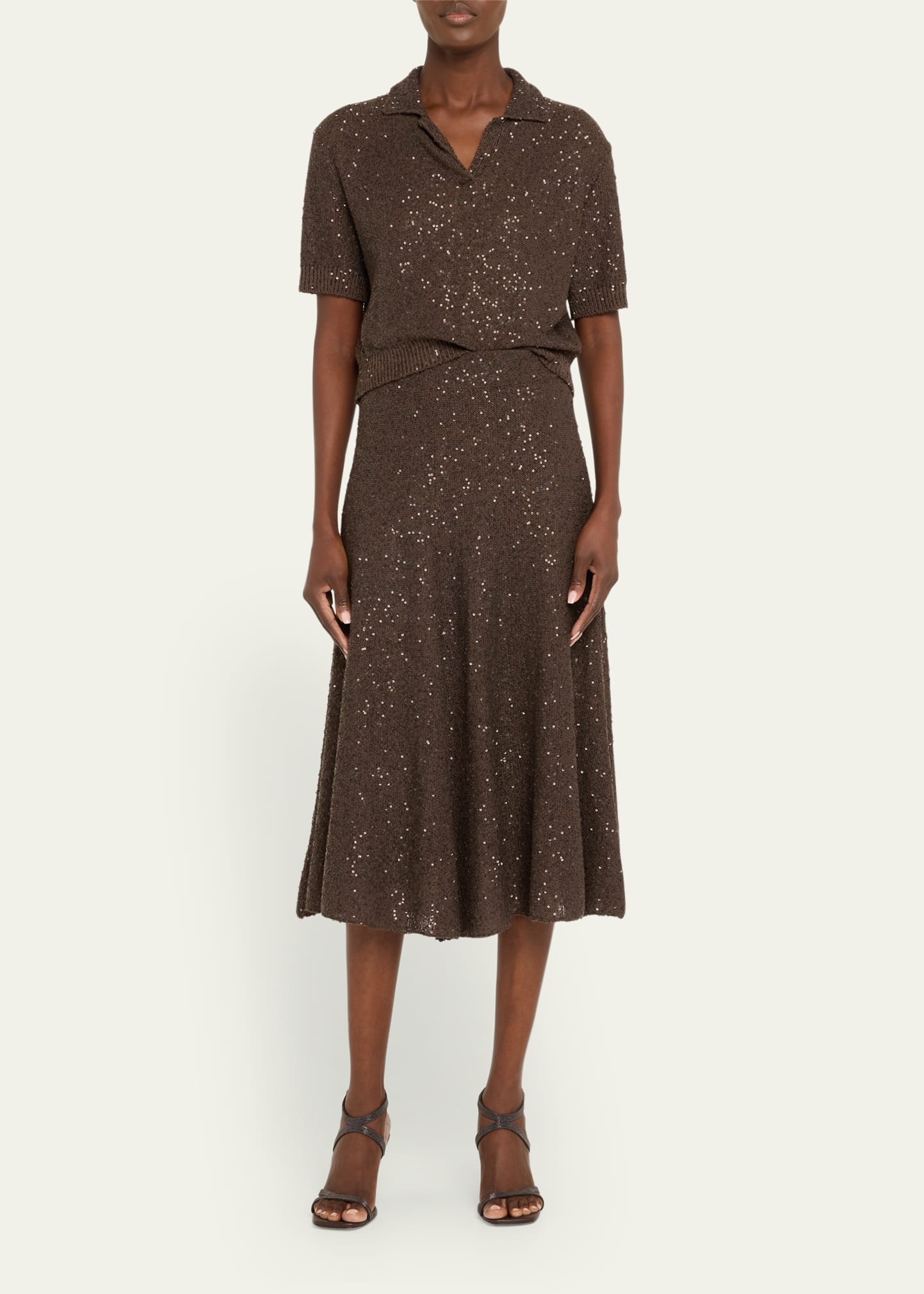 Sequined Cashmere Midi Skirt - 2