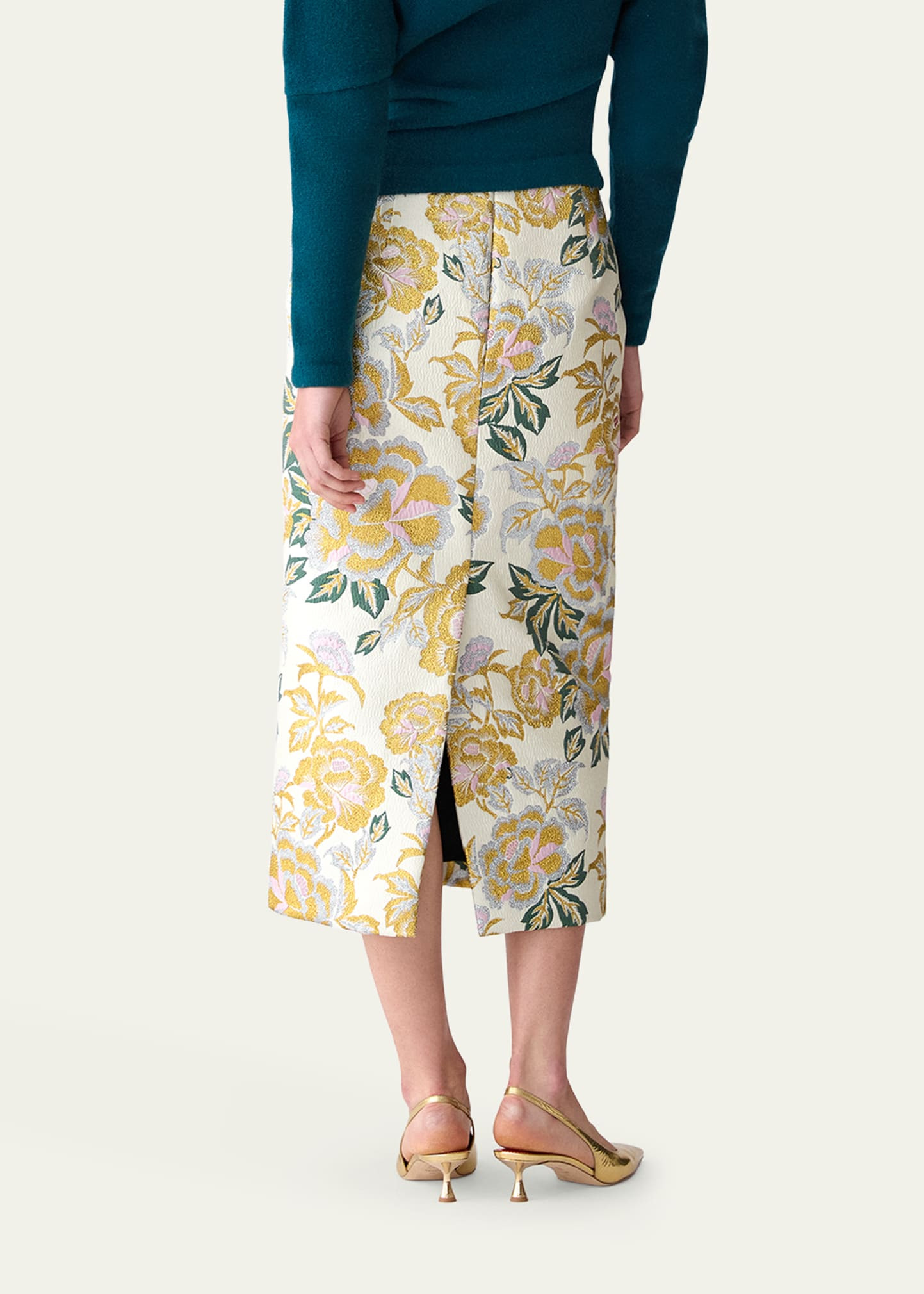 Floral Jacquard Midi Skirt - 3