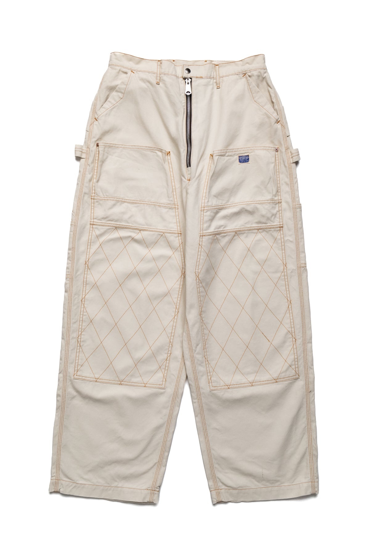 Light Canvas ZIPPER Wide LUMBER Pants - Ecru - 1