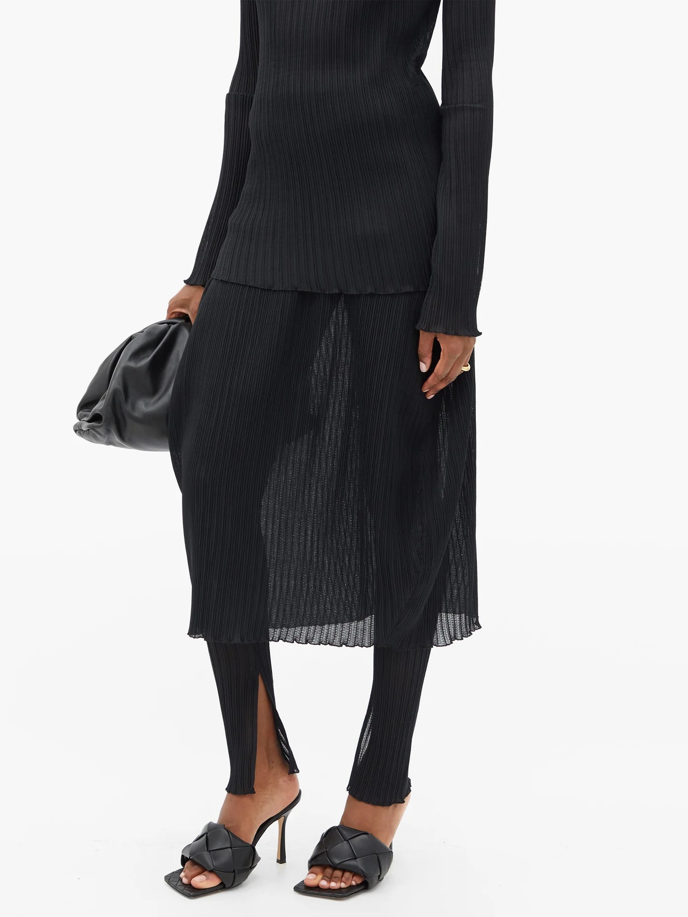 Plissé-knit midi skirt - 6