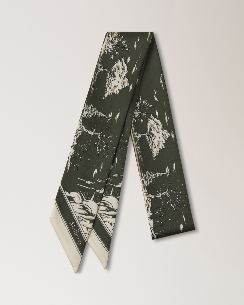 Skinny Scarf - British Park Juniper Green Recycled Polyester 1