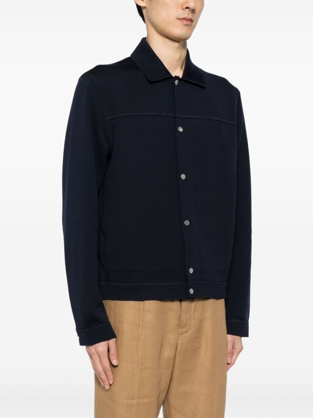 spread-collar knitted cardigan - 3
