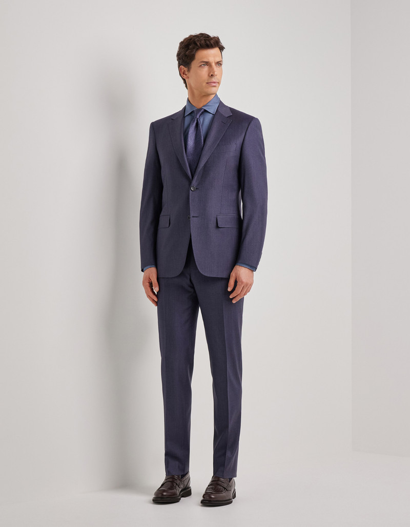 LIGHT BLUE DENIM-EFFECT WOOL REGULAR-FIT SUIT 33