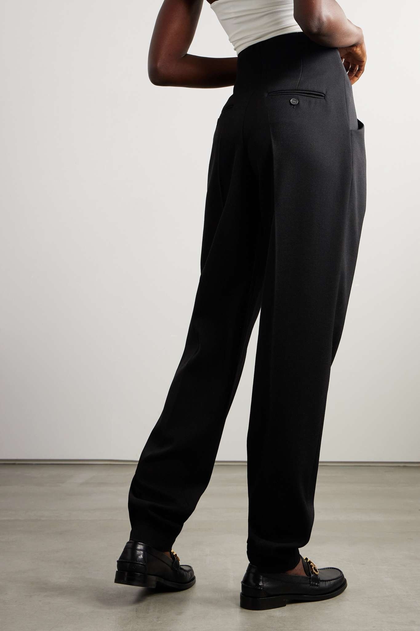 Pleated wool-twill tapered pants - 3