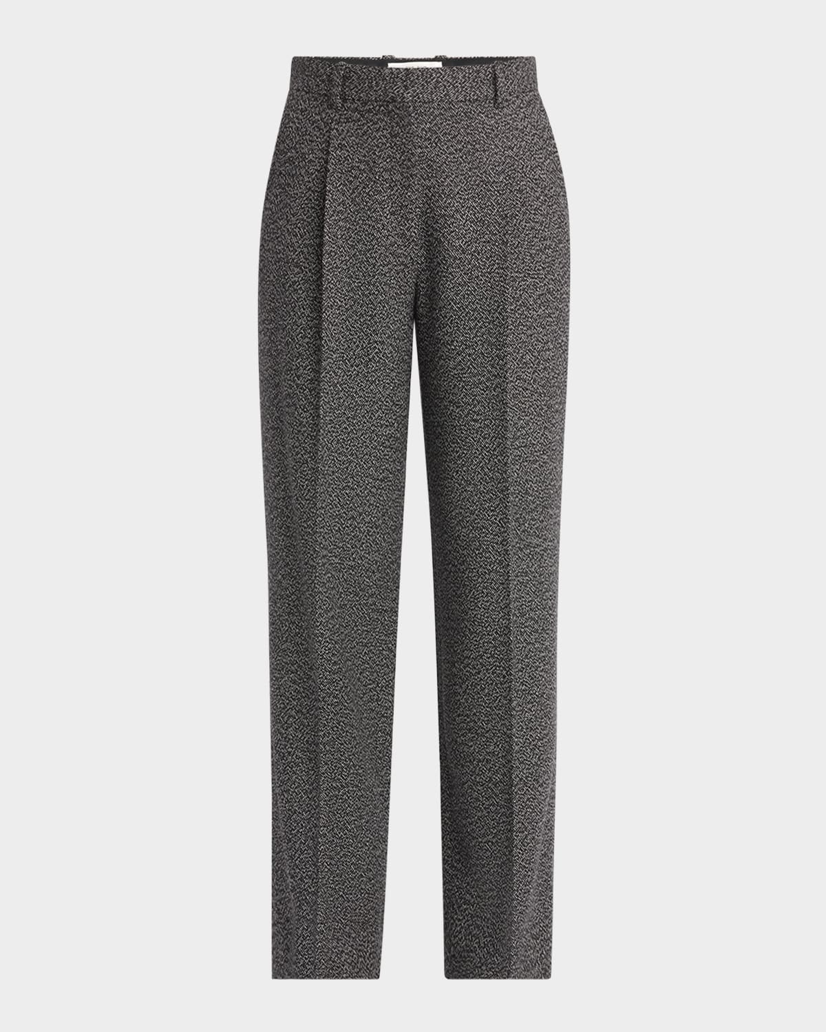 Mikkela Pleated Cashmere Straight-Leg Pants - 1