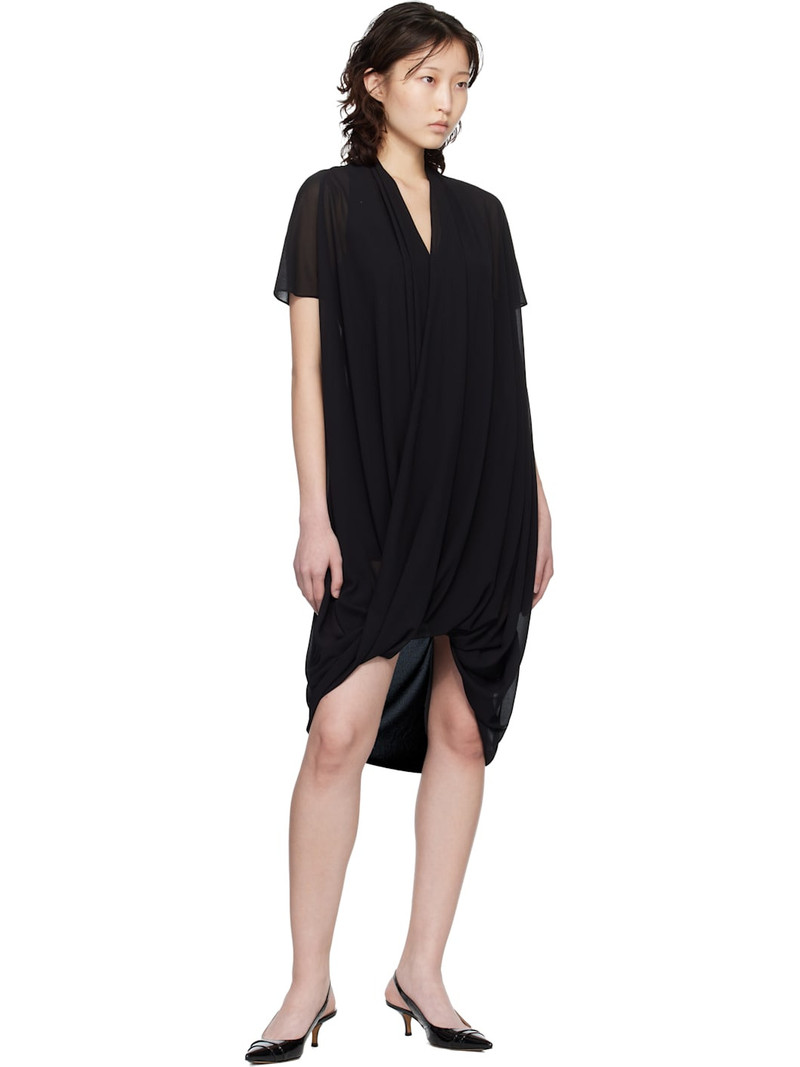 MM6 Maison Margiela Black Chiffon Midi Dress outlook