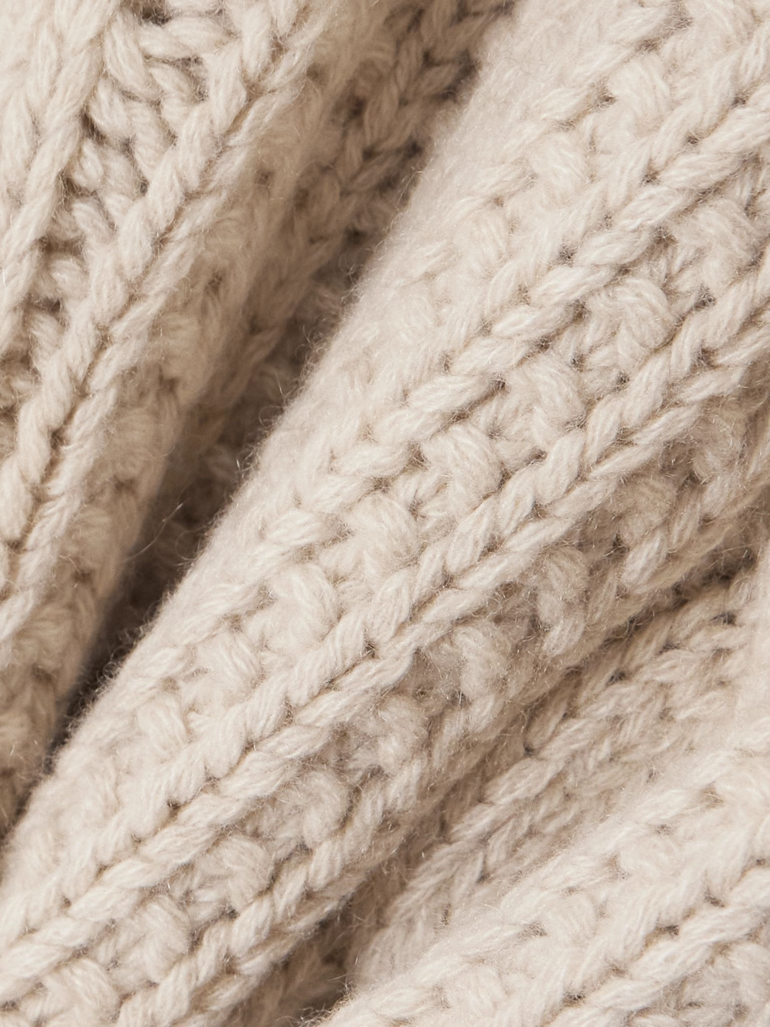 Ribbed and cable-knit cashmere polo shirt Beige - 4