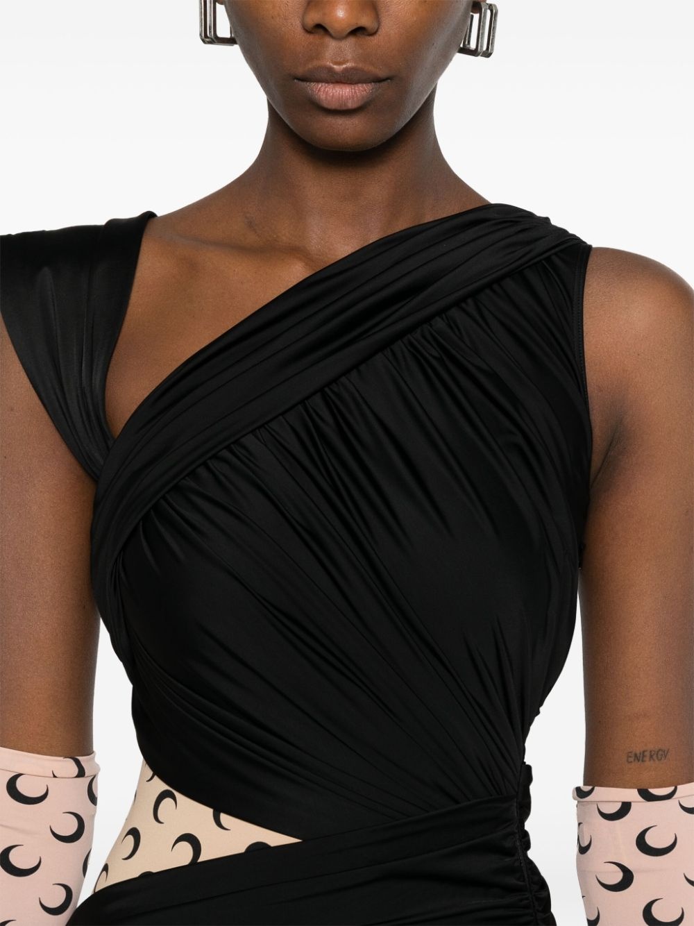 draped jersey midi dress - 5