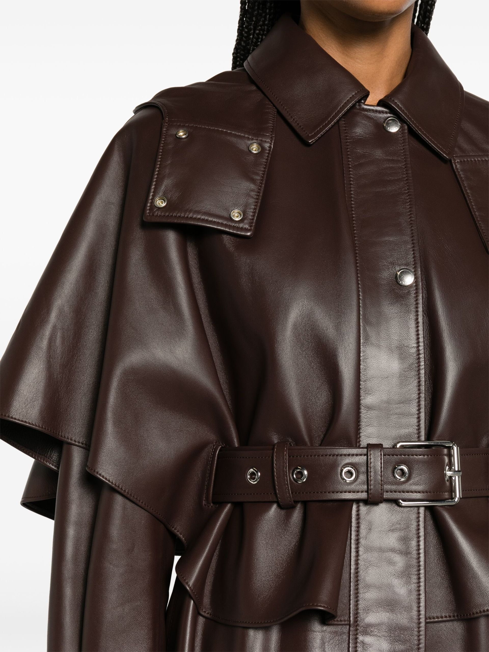 Brown Belted Leather Jacket - 5