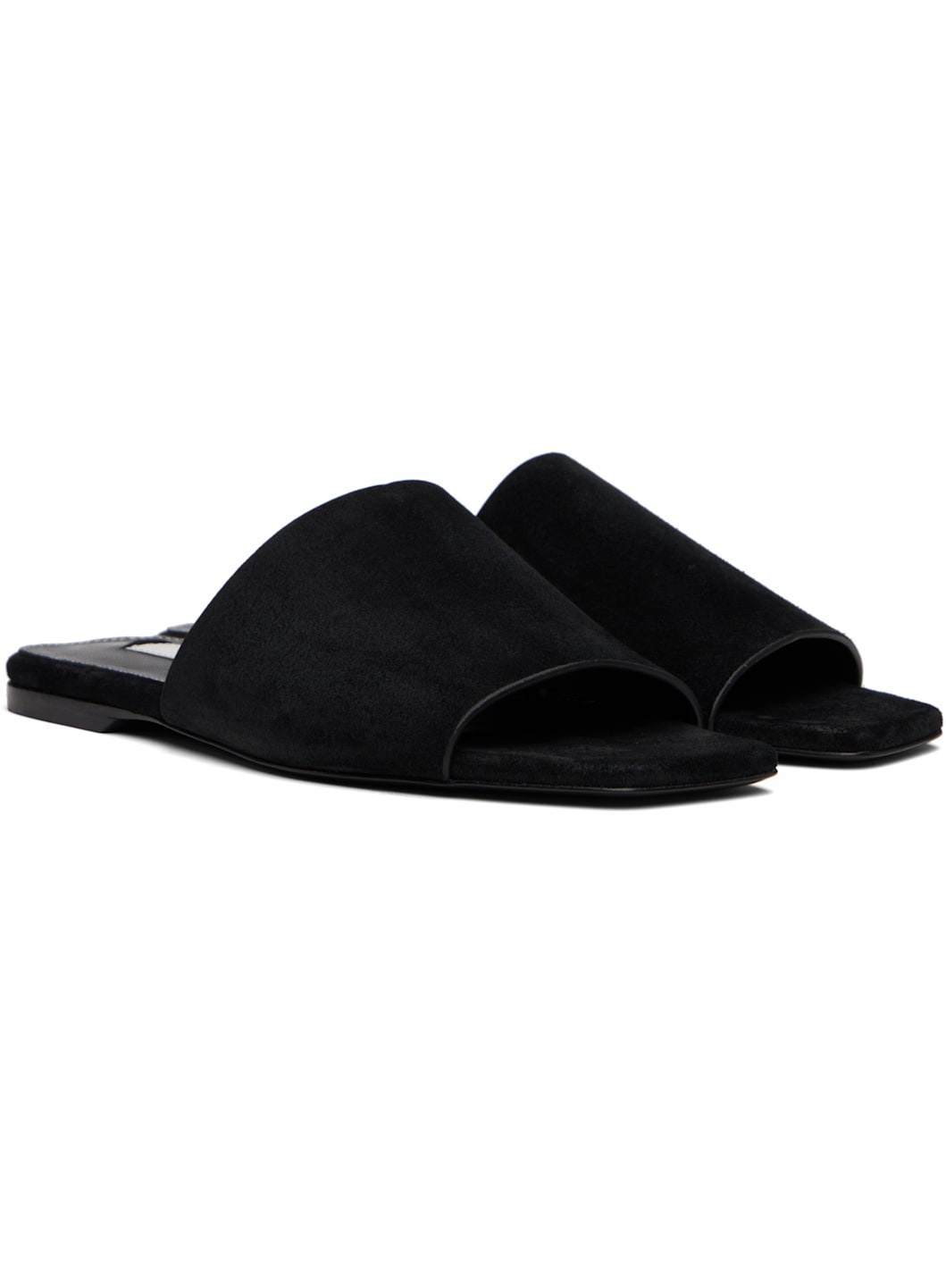 Black Velour-Leather Bandeau Sandals - 4