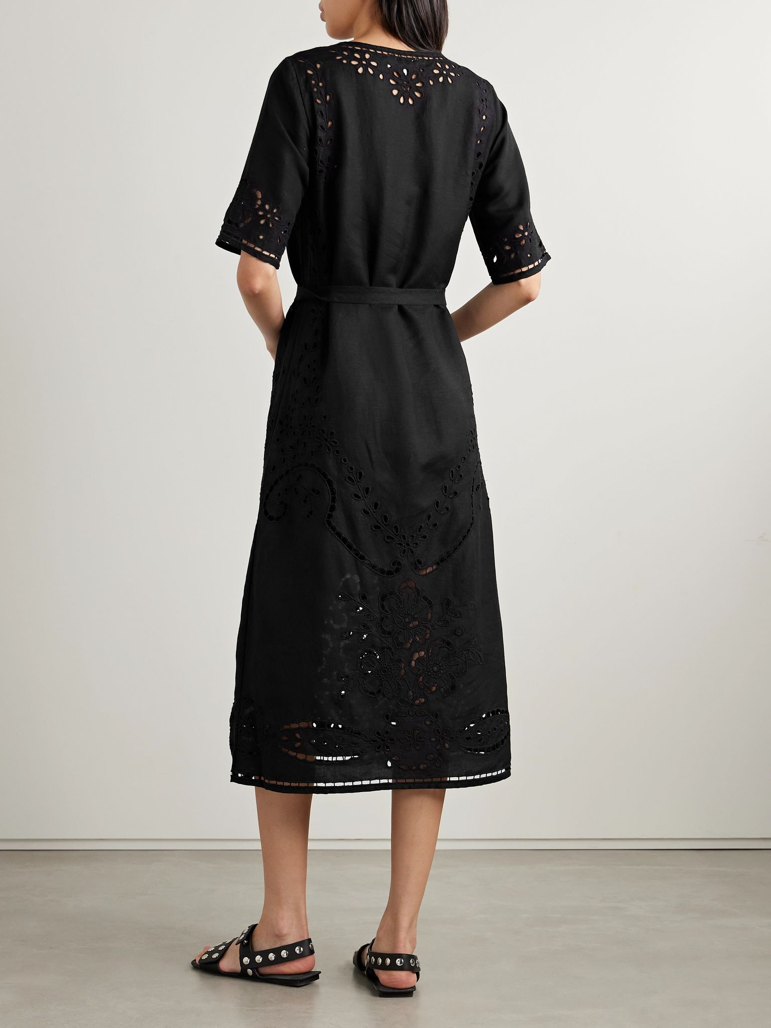 Lula broderie anglaise voile midi dress Black - 3