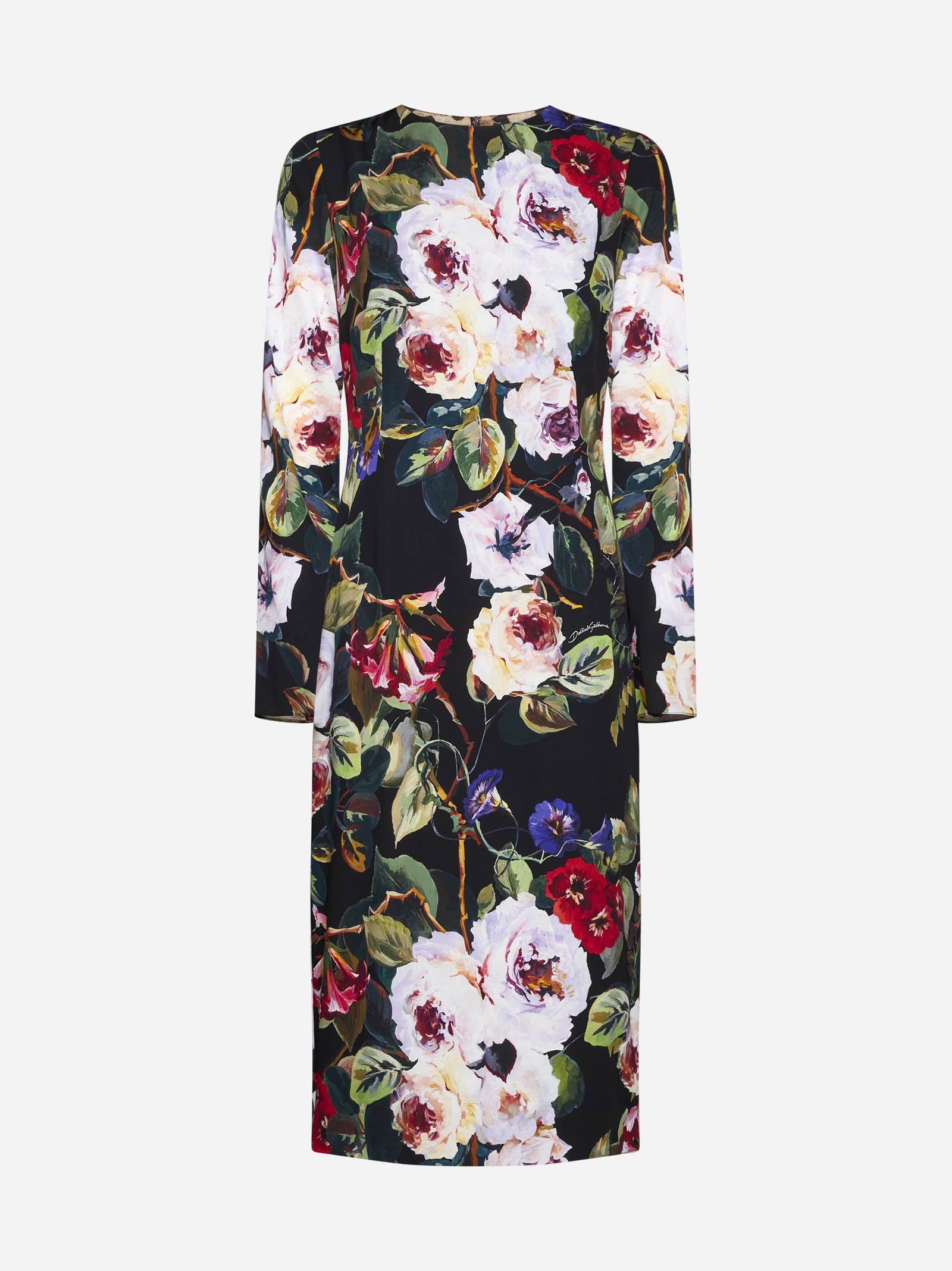 Floral print silk midi dress - 1