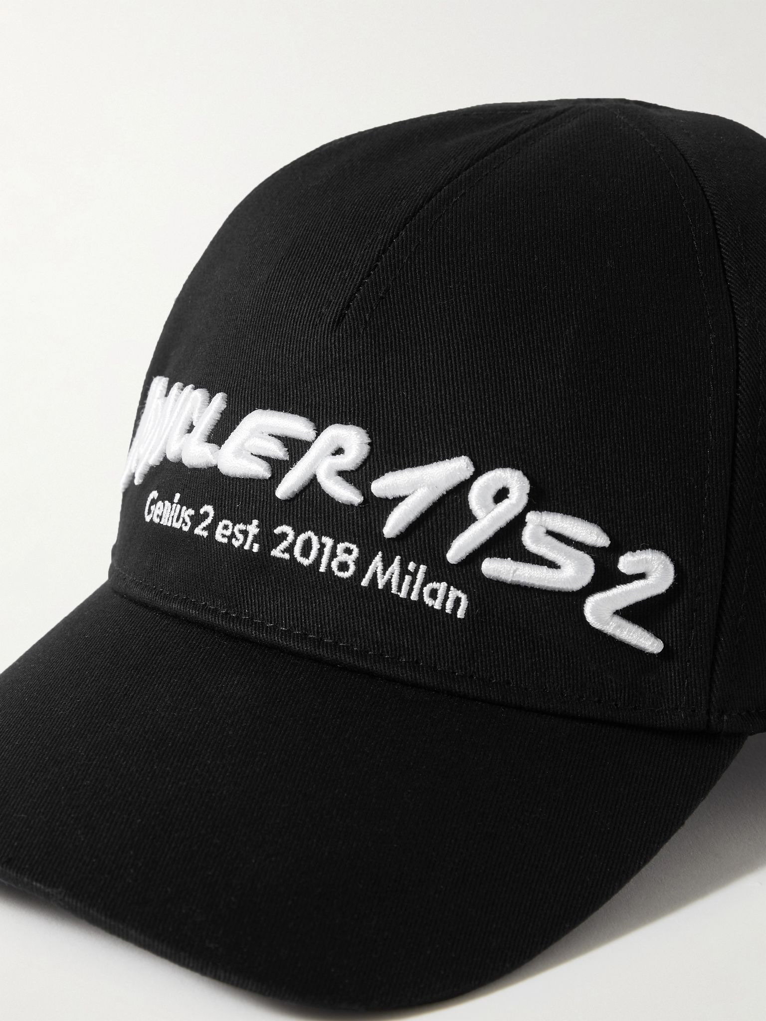 2 Moncler 1952 Logo-Embroidered Cotton-Twill Baseball Cap Black - 4