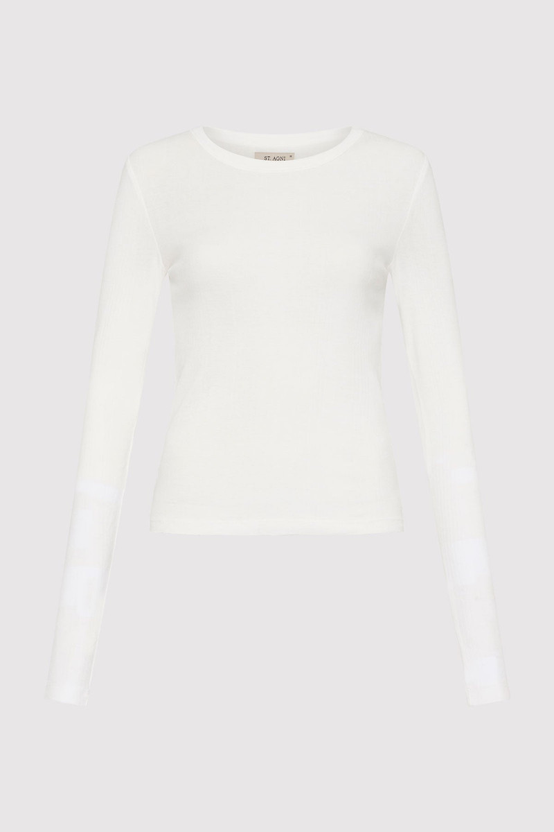 Organic Cotton Soft Rib Long Sleeve Top - White - 1