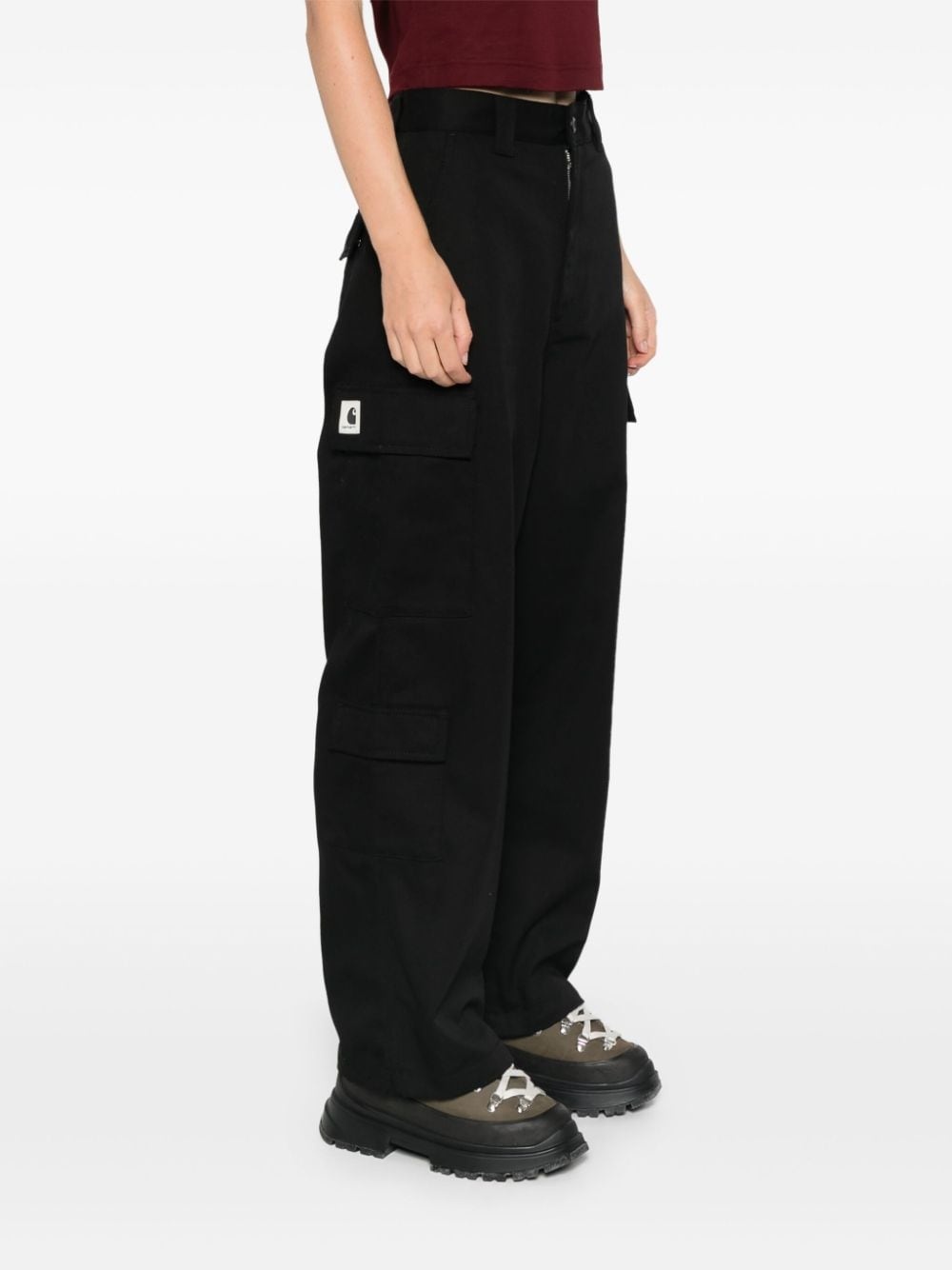 logo-patch straight trousers - 3