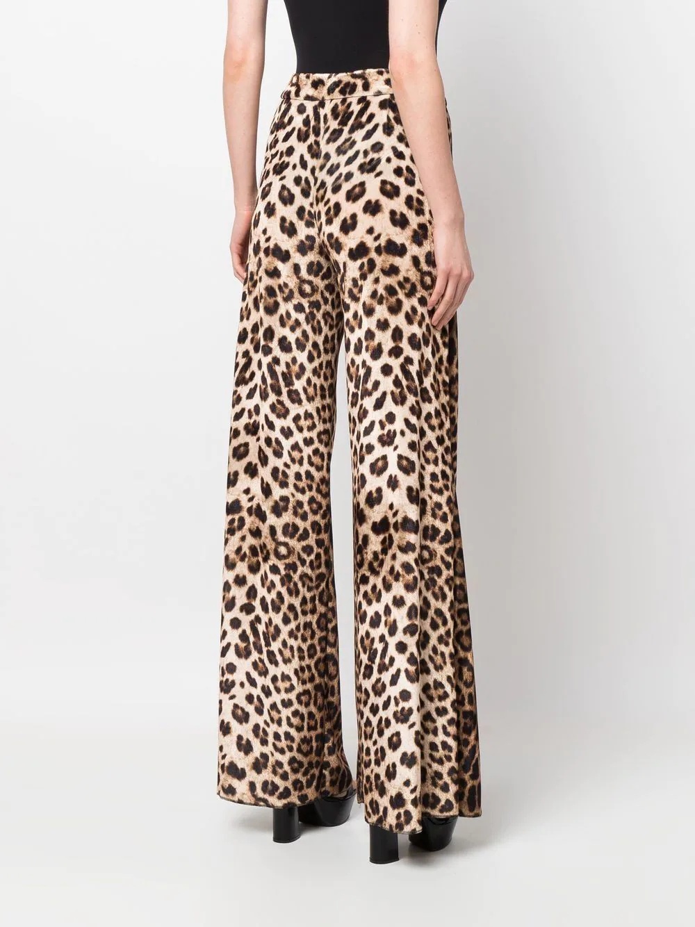 leopard-print flared trousers - 4