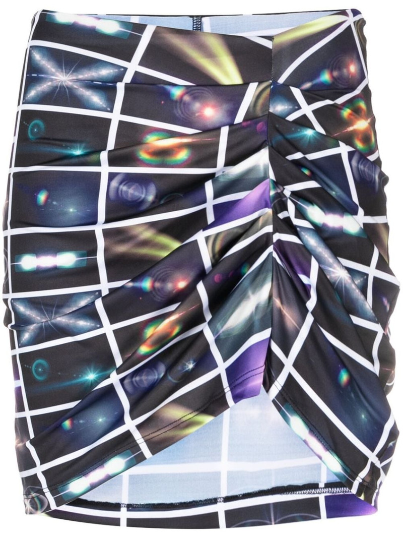 graphic-print ruched miniskirt 1