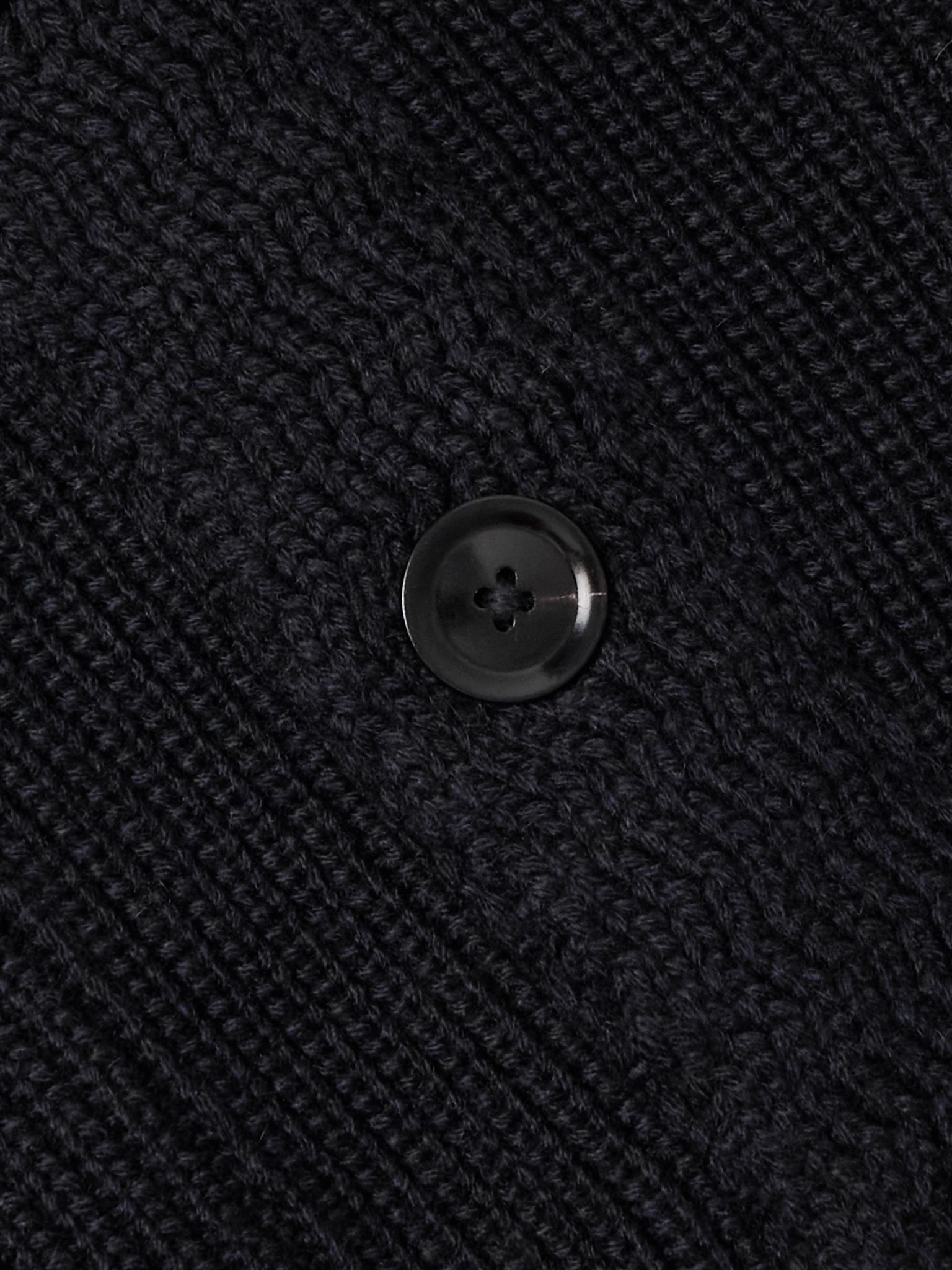 Slim-Fit Shawl-Collar Ribbed Cashmere Cardigan Blue - 6