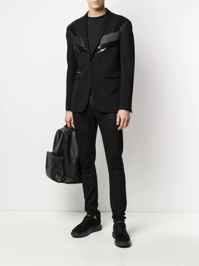 PHILIPP PLEIN contrast-panel stretch blazer outlook