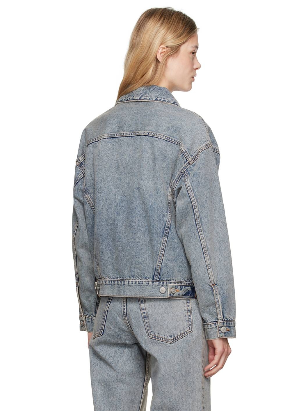 Blue Paneled Denim Jacket - 3