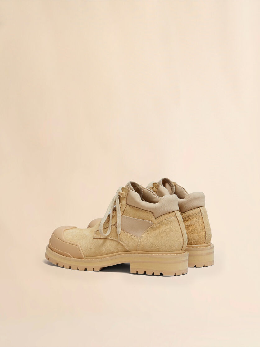 BEIGE SUEDE PATCHY COMBAT BOOT - 3