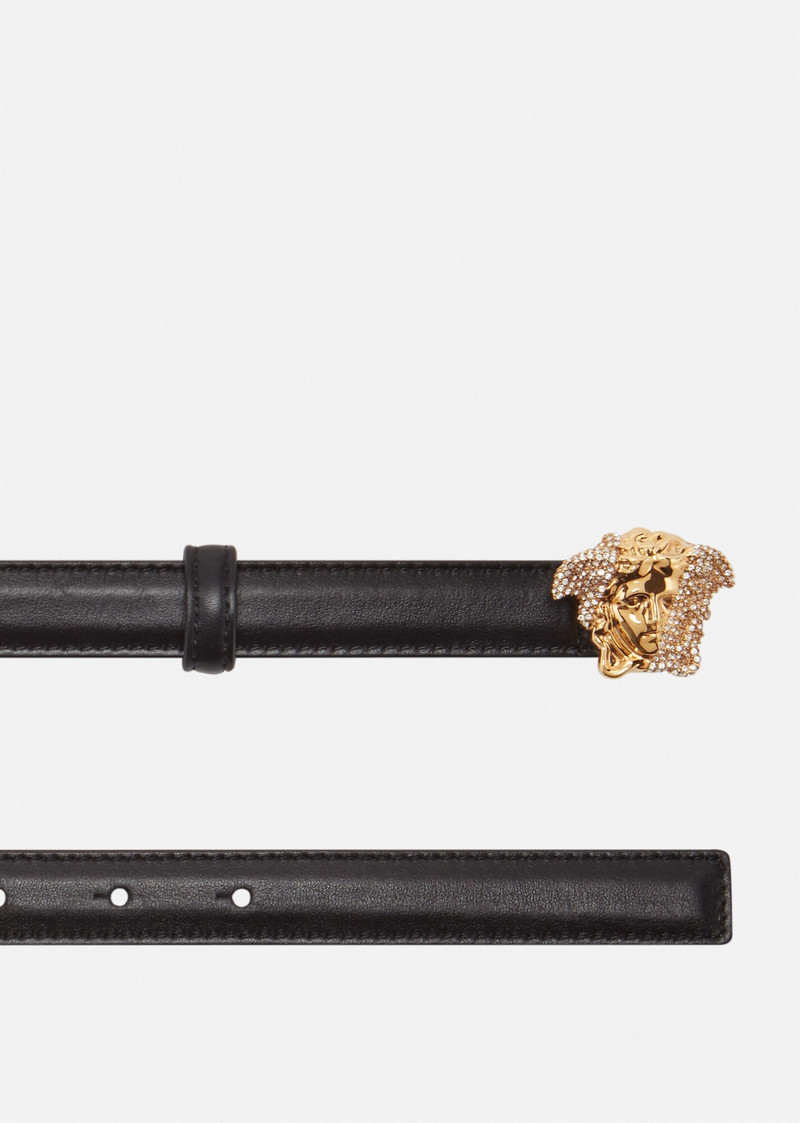 VERSACE Crystal La Medusa Thin Leather Belt outlook