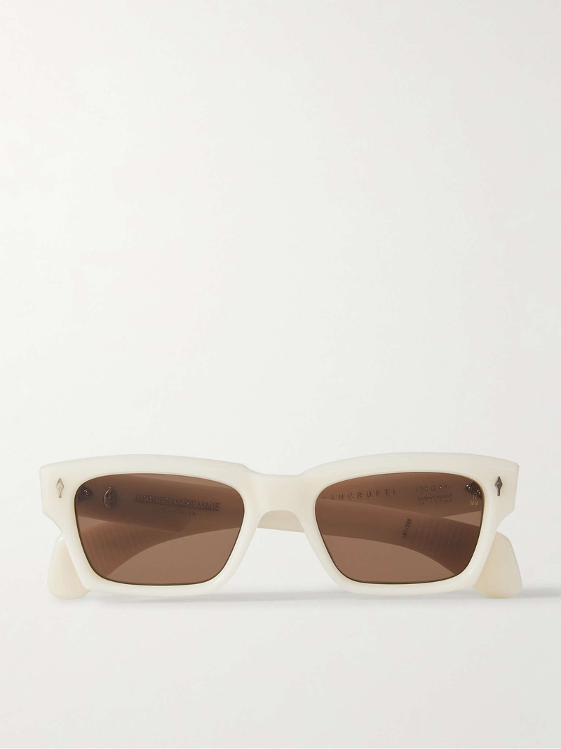 JACQUES MARIE MAGE Ashcroft Rectangular-Frame Acetate Sunglasses White outlook