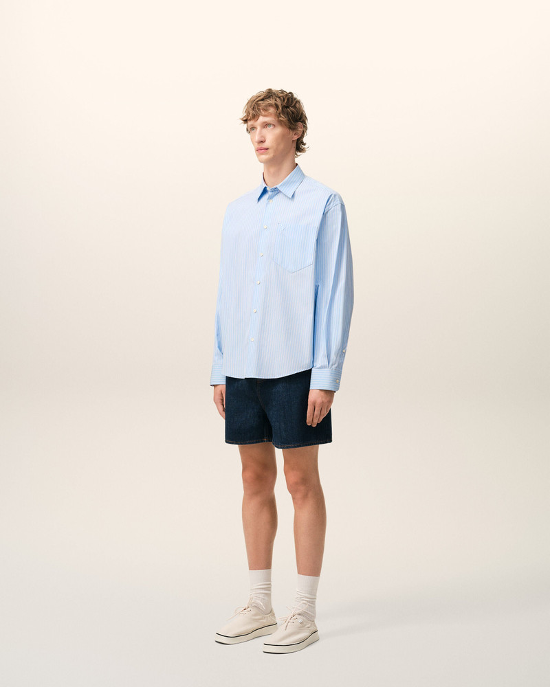 BLUE COTTON LONG SLEEVE AMI DE COEUR BOXY SHIRT 6