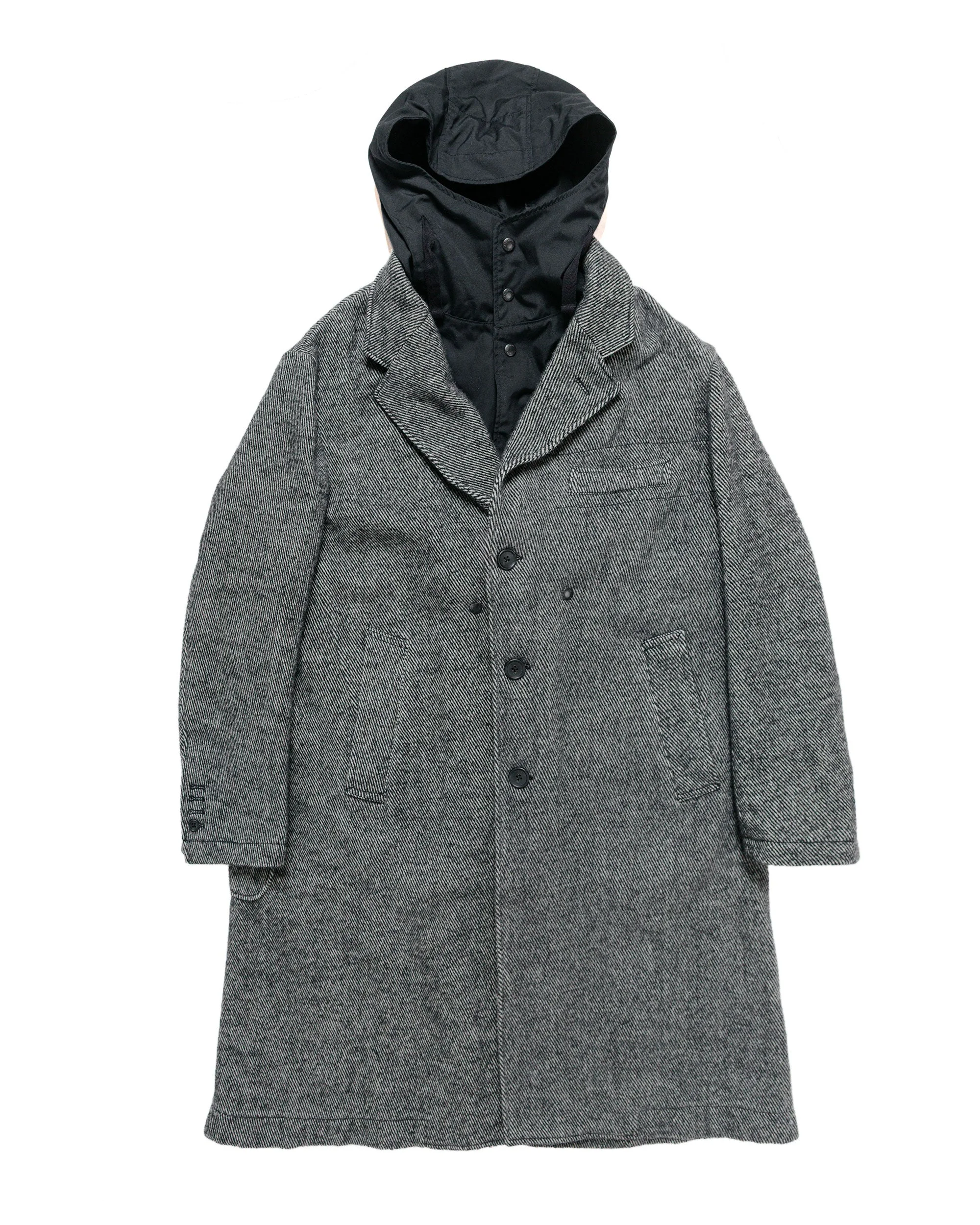 Chester Coat Black Wool Shaggy Twill - 1