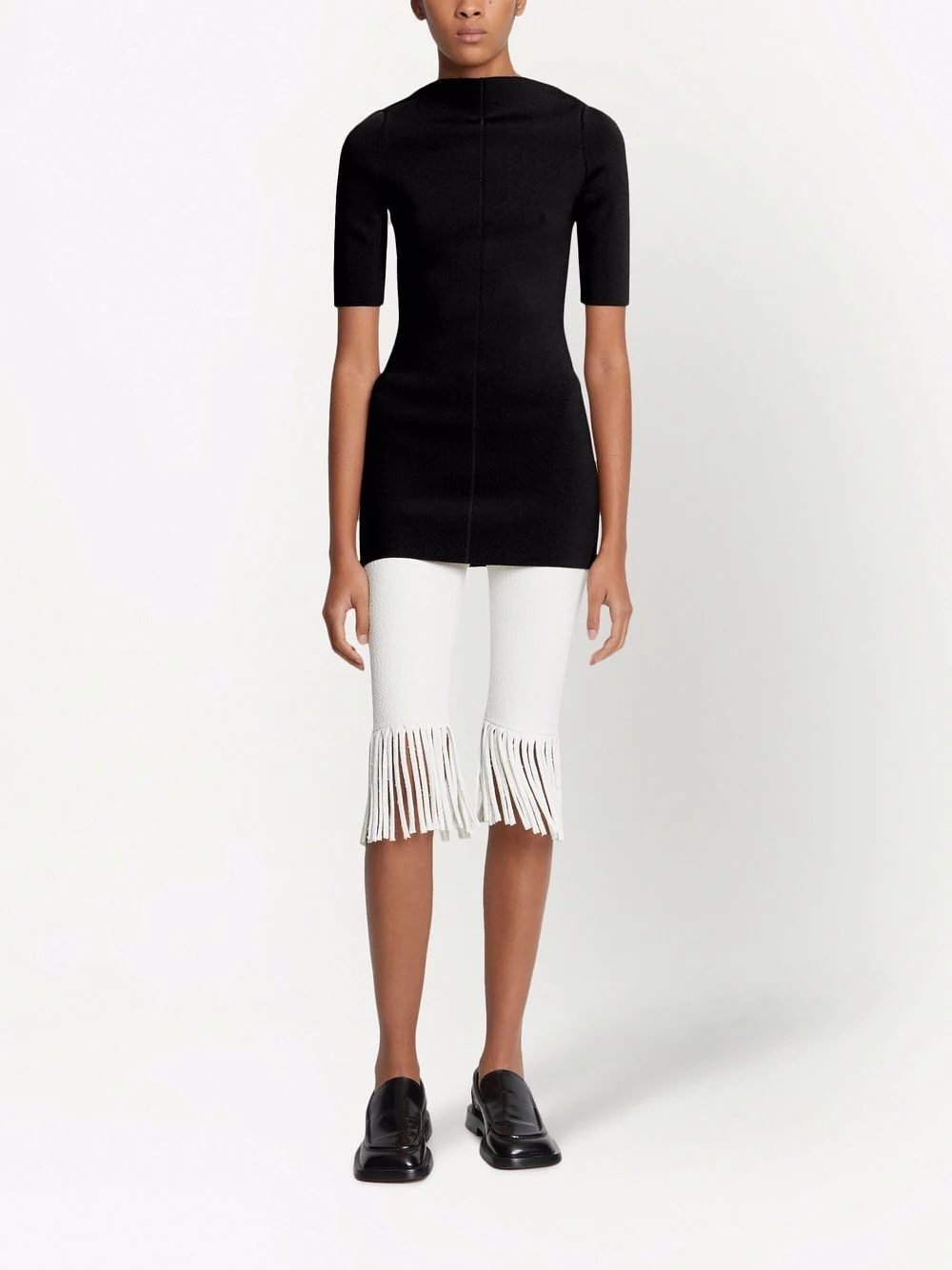 textured fringed biker shorts - 2