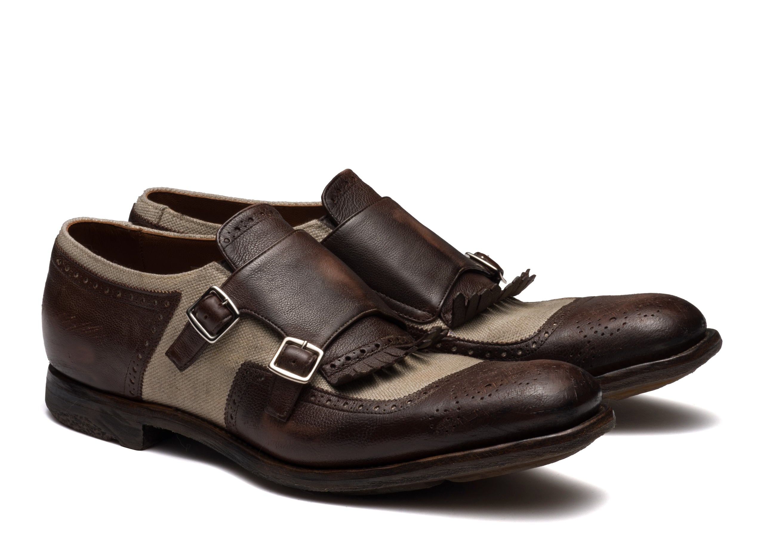 Shanghai 10
Glacè calf and Linen Loafer Burnt sienna/ecru - 2
