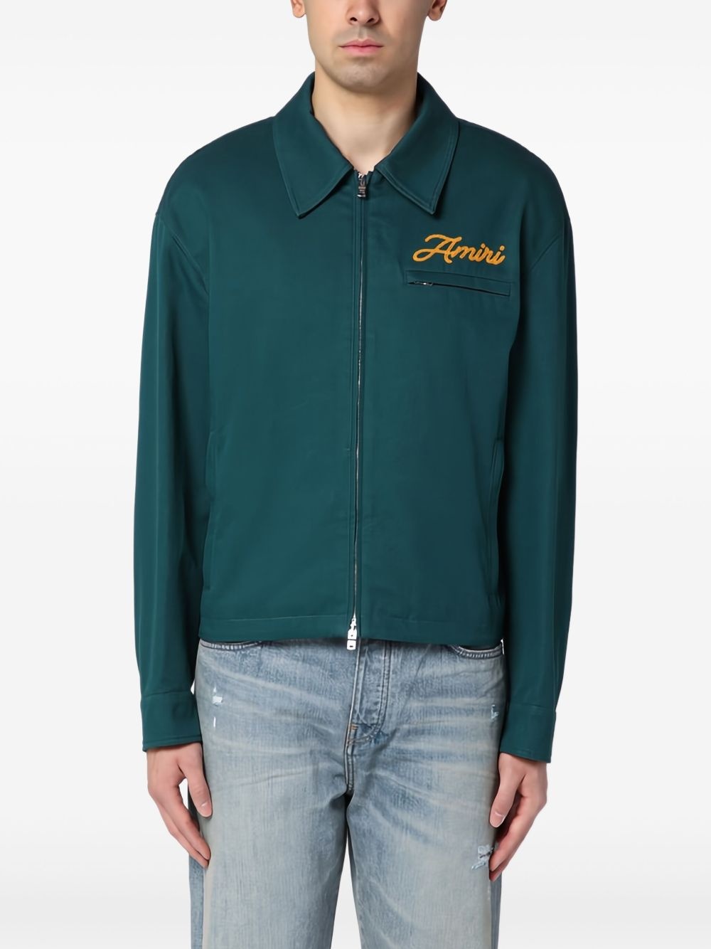 logo-embroidered cotton shirt - 4