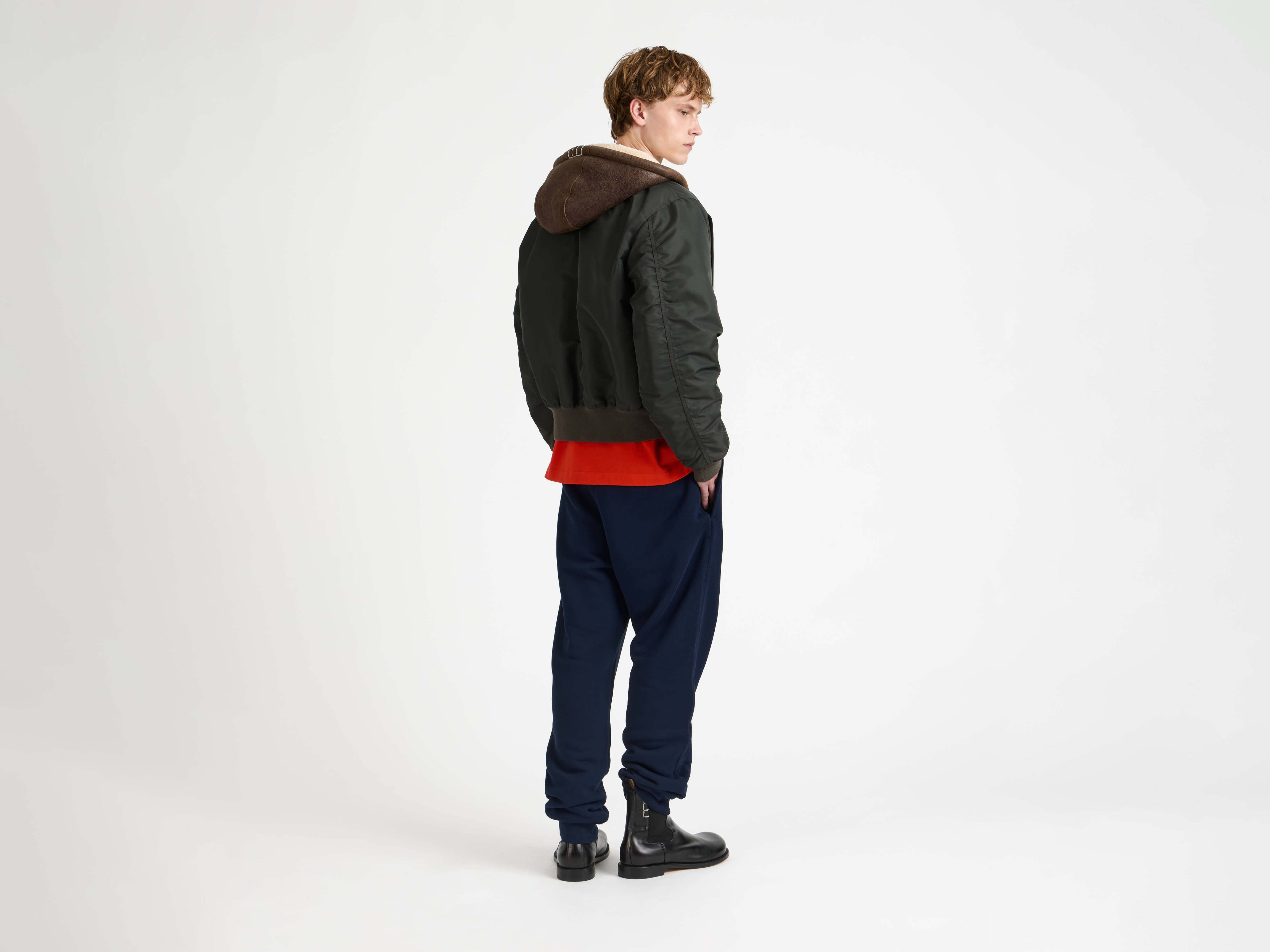 HOODED BOMBER JACKET IN DARK KHAKI - 3