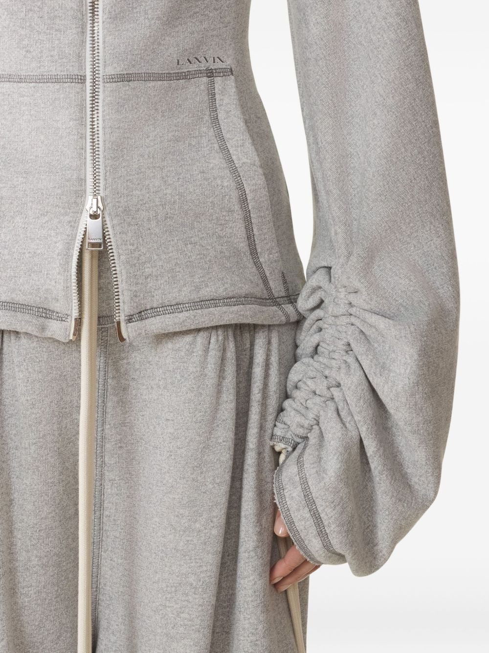 cotton gathered-cuff jacket - 5