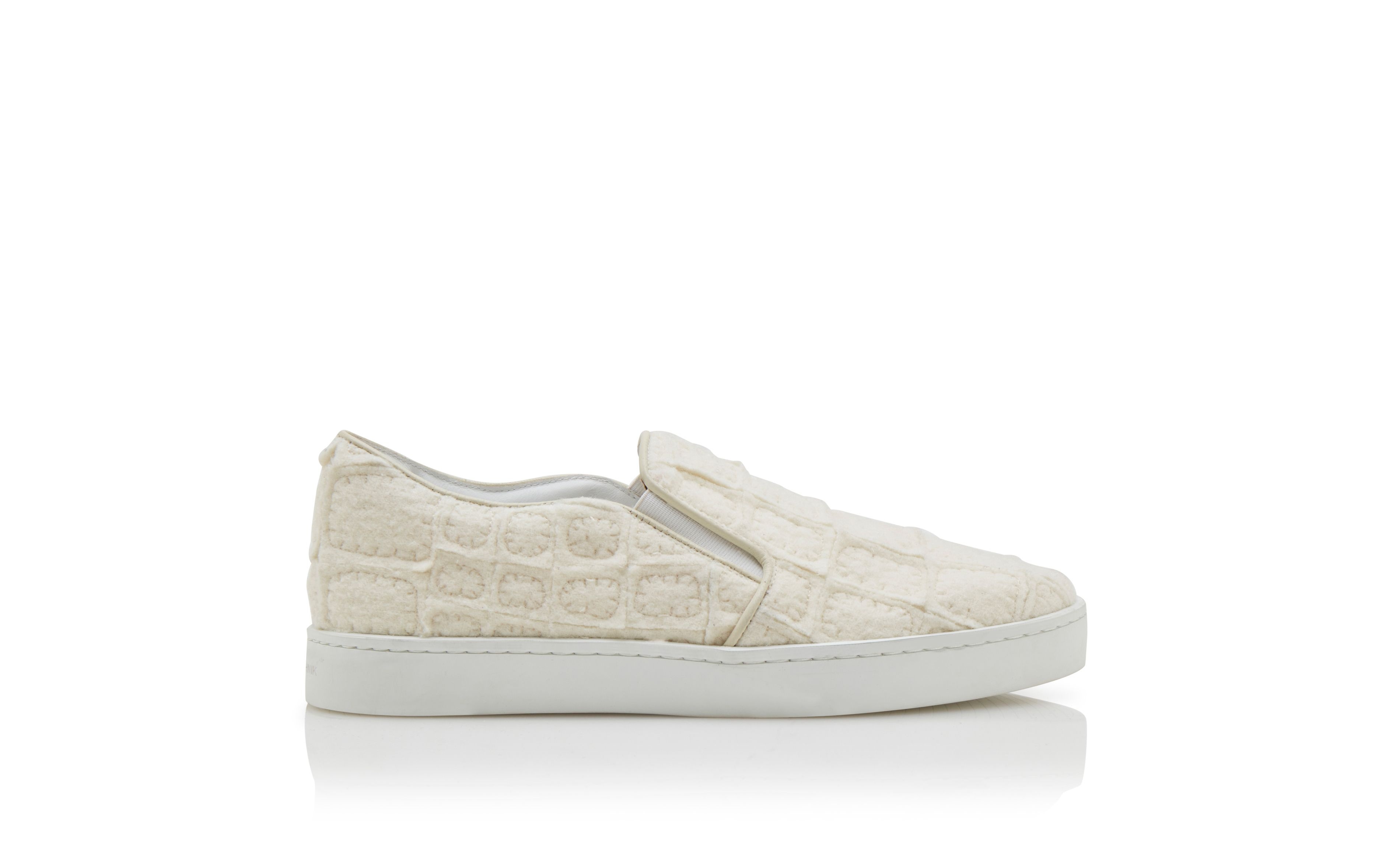 Ivory Wool Textured Slip On Sneakers - 1
