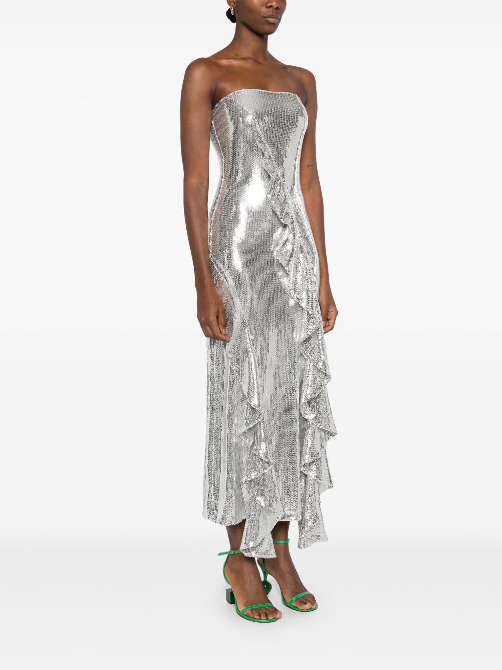 ruffled-trim sequinned maxi dress - 3