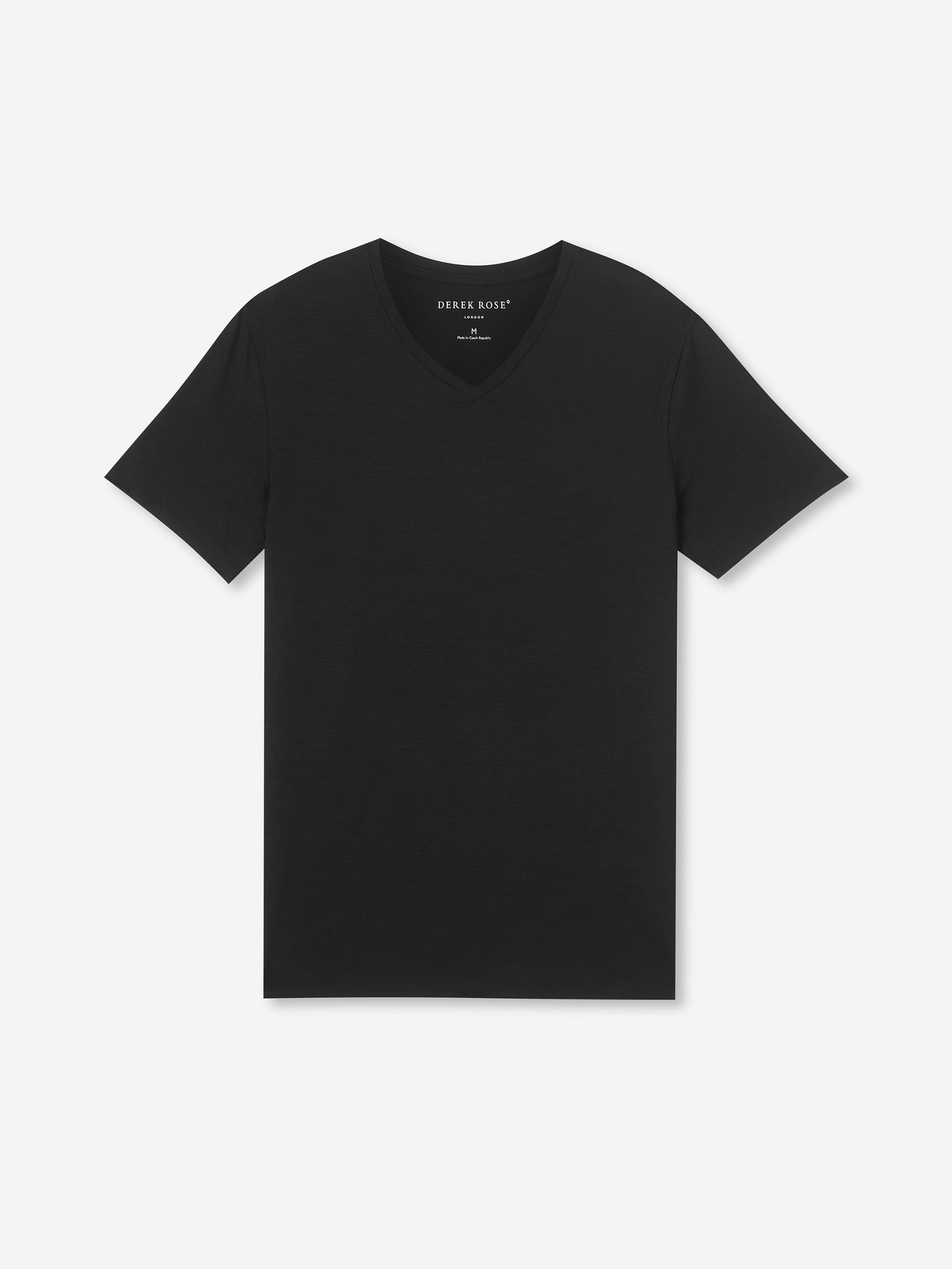 Men's V-Neck T-Shirt Basel Micro Modal Stretch Black - 2