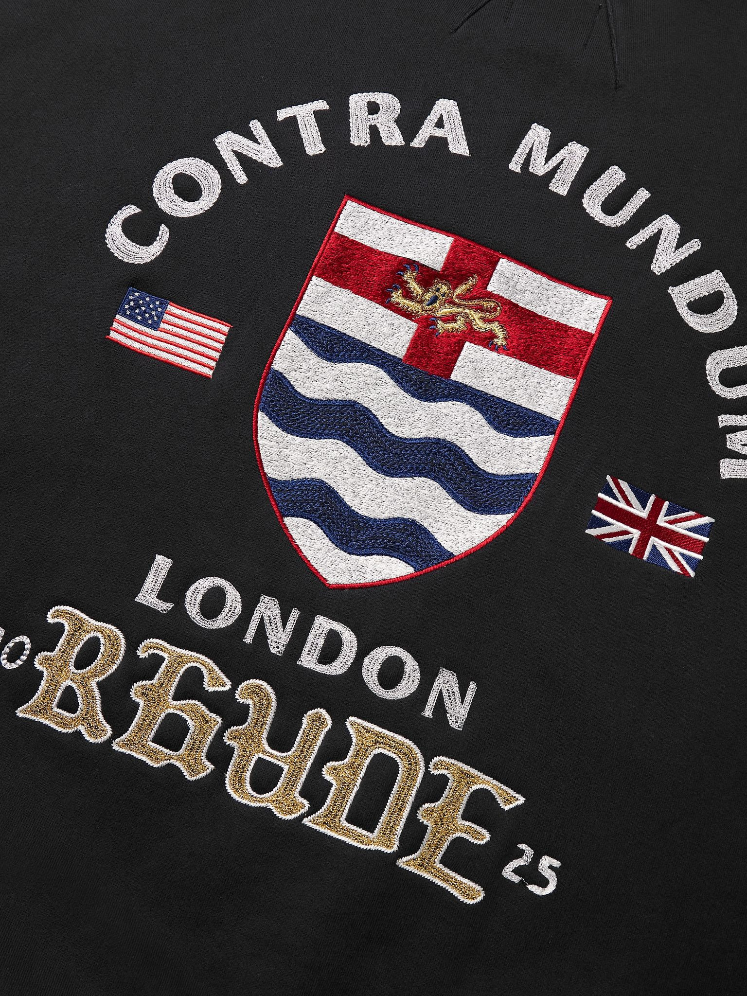 London Hound Embroidered Cotton-Jersey Sweatshirt Black - 5