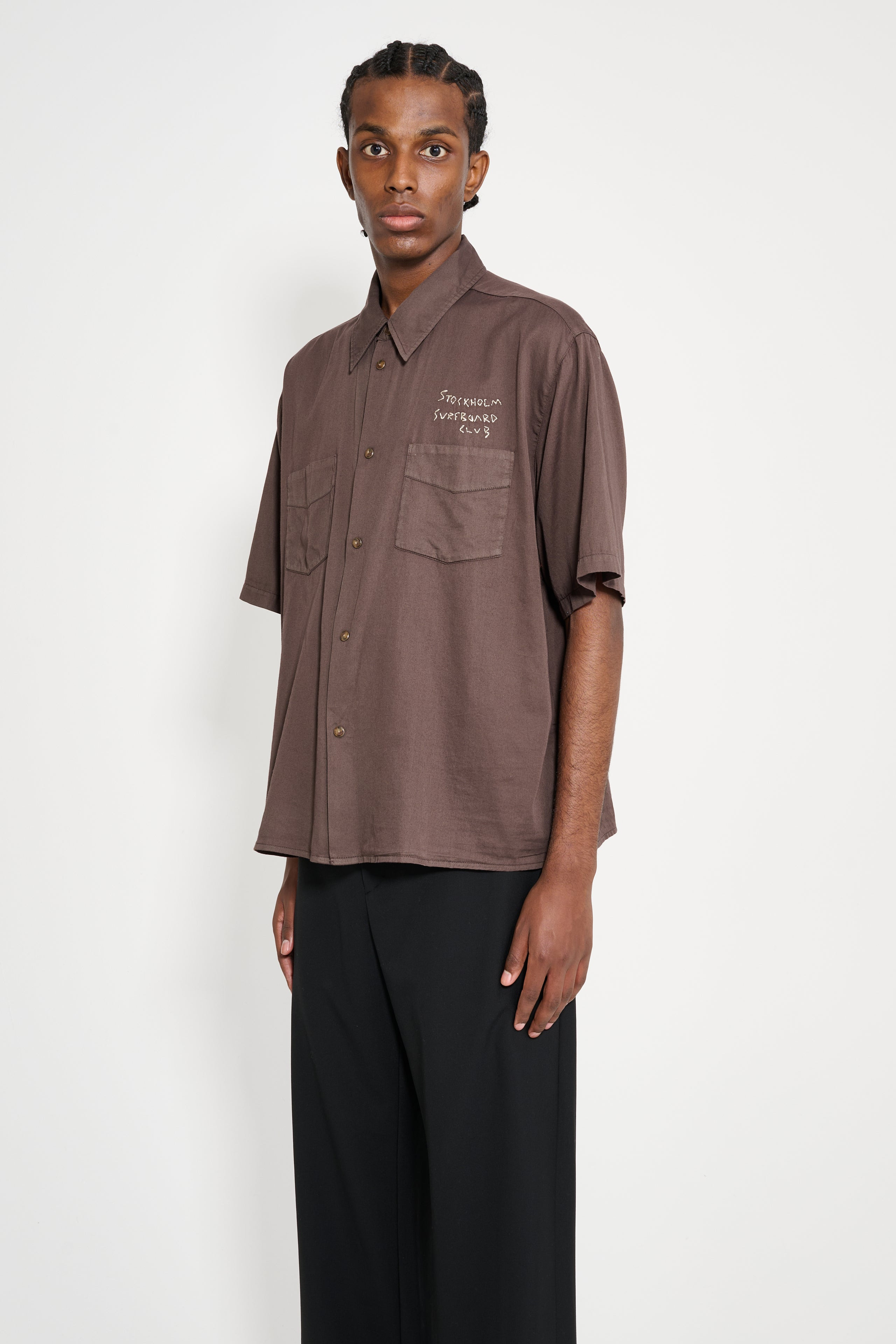 STOCKHOLM SURFBOARD CLUB SHORT SLEEVE SHIRT HICKORY - 2