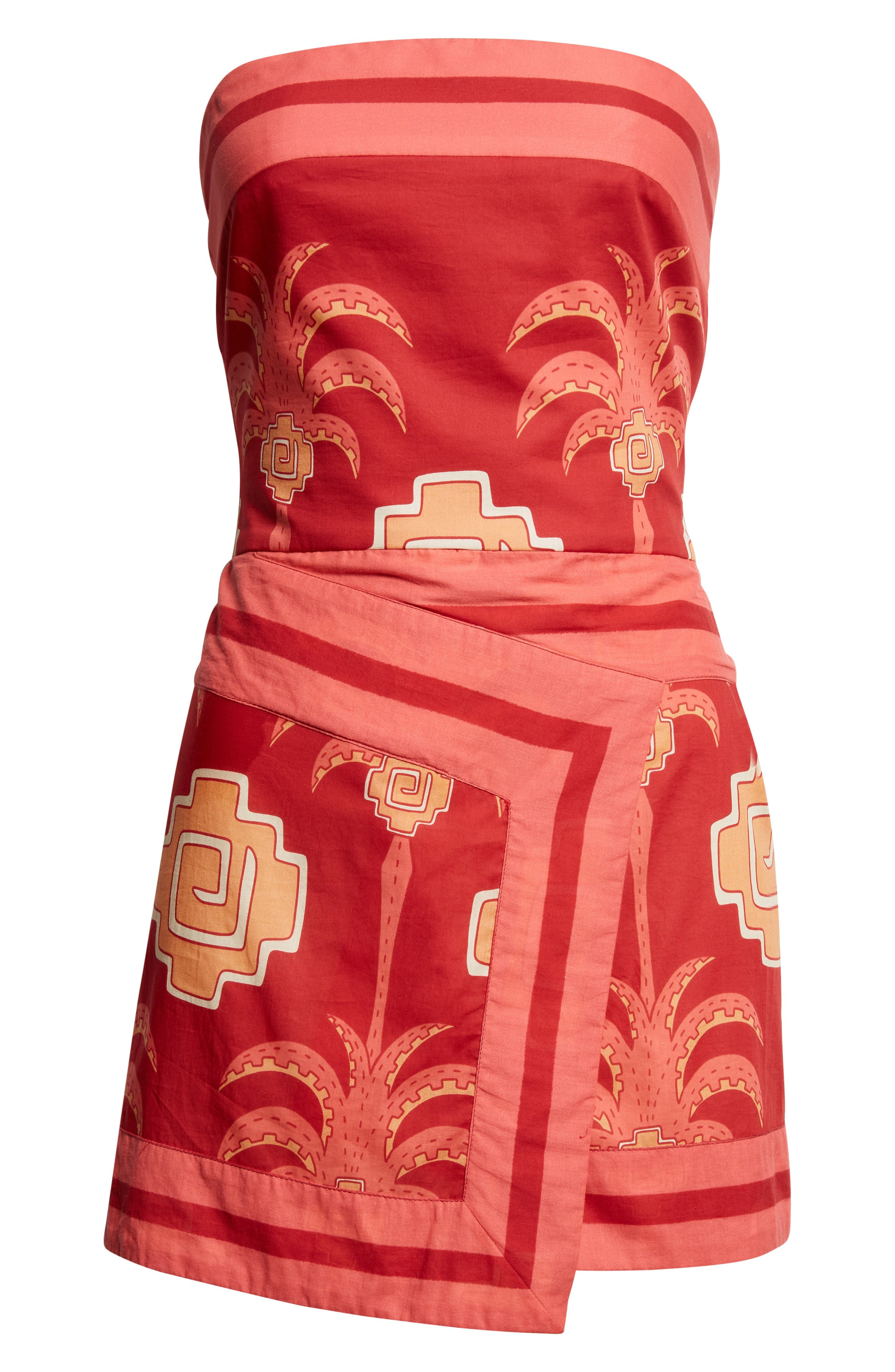 Johanna Ortiz Raiz Ritual Strapless Faux Wrap Minidress in Magenta/Pink/Camel at Nordstrom - 5