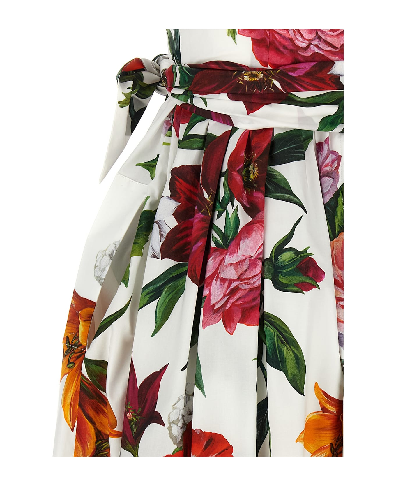 Sleeveless Dress In Cotton Poplin Flower Print - 4