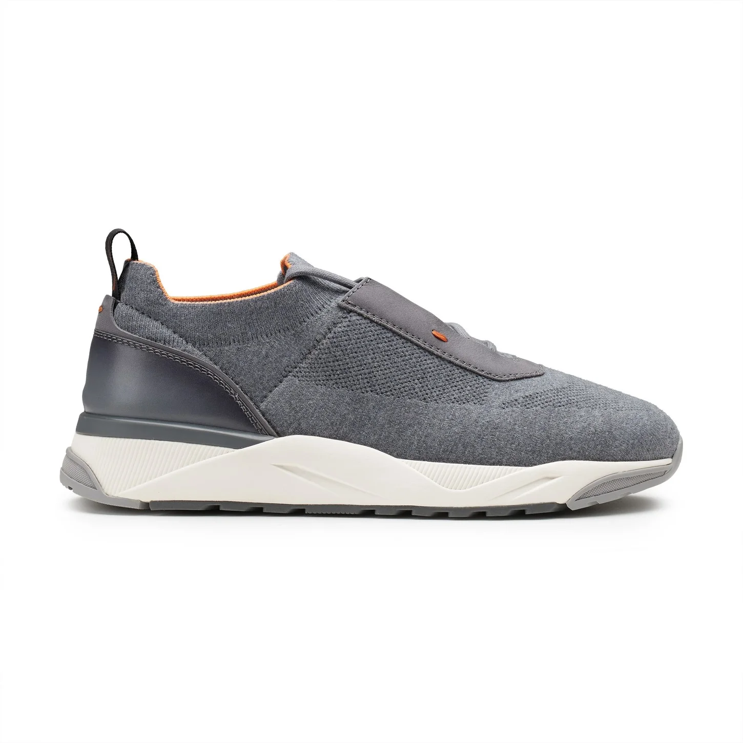 Men's light blue fabric and leather sneaker - 1