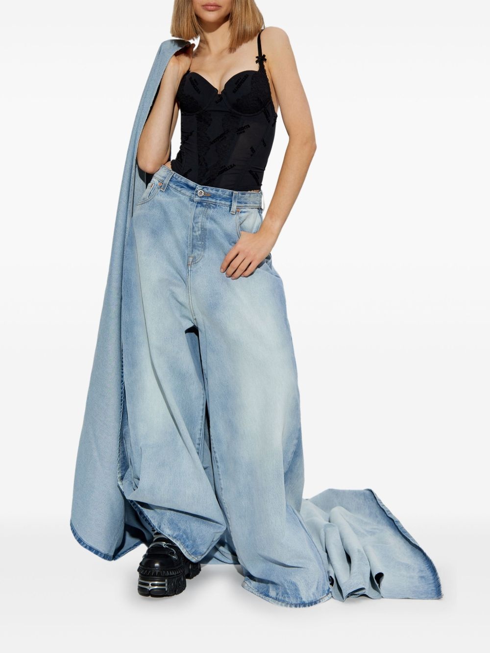 skirt-attached jeans - 2