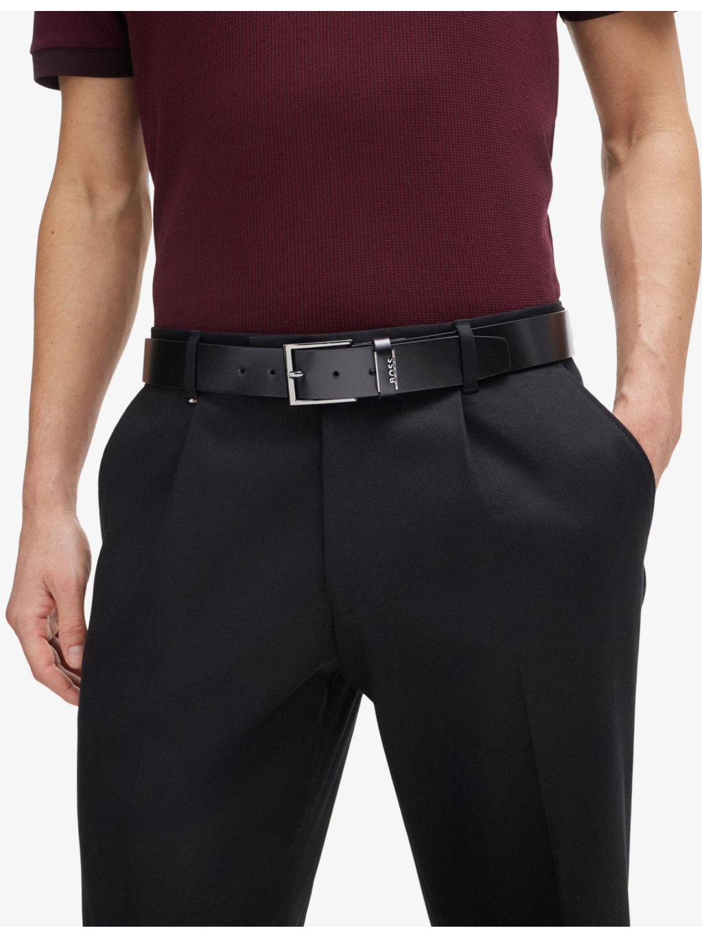 Branded-Buckle Leather Belt - 3