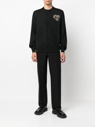 Alexander McQueen heart-embroidered wool cardigan outlook